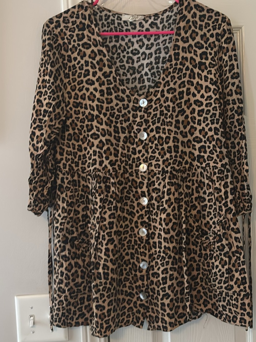 Leopard Print Button Front Blouse